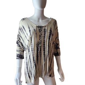 Rock & Republic Tie Dyed Tie Front Blouse